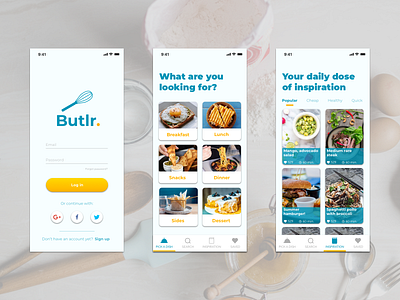 Butlr. Recipe app app appdesign appdesigner cooking design food food app kitchen recipe ui uidesign uidesigner uxdesigner