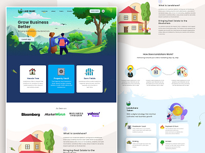 landshare - RealEstate Blockchain agency blockchain clean design digital illustration landing landing page landing page design minimal realestate typogaphy ui uiux ux web web design webdesign website website design