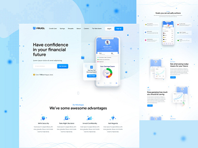 Frugl Banking App - Landing Page bank bank card banking banking app banking website credit card finance financial website fintech fintech webiste frugl hero section landing landing page mobile banking online banking product page