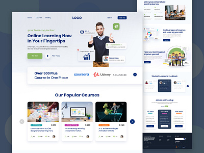 Online Learning Landing Page animation clean courses design e learning education education website landing landing page learning online learning teaching ui ux web design web site