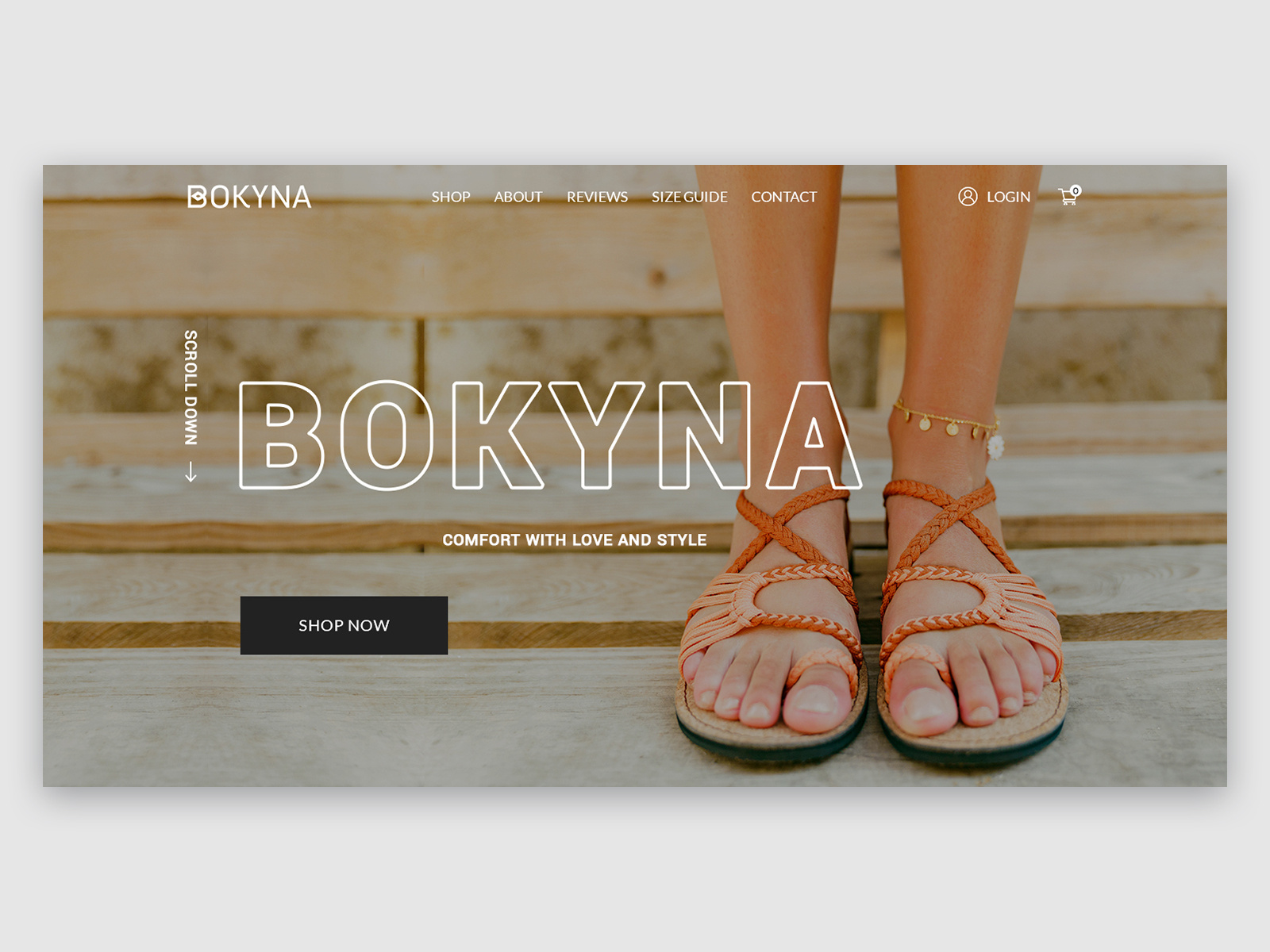 Bokyna Sandals online store website design UI by Ogma Conceptions on Dribbble