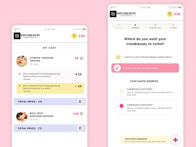 Beauty Salon Cart Page and Choose Address Design !! app app design branding design design designs graphic design mobile mobile app mobile app design mobile app development mobile application mobile apps mobile design mobile ui ui uidesign uidesigns uiux ux uxdesigns