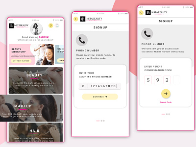 Beauty Salon Signup mobile App UI screen app design beauty salon design designs mobile app mobile app design mobile design mobile ui salon salon app salons uidesign uidesigns uiux ux uxdesigns