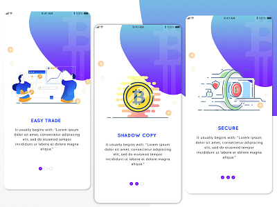 cyptocurrency walkthrough screen design! analytics app bitcoin blockchain clean concept crypto cryptocurrency dashboard data design interaction interface ios iphone minimal mobile ui ux walkthrough