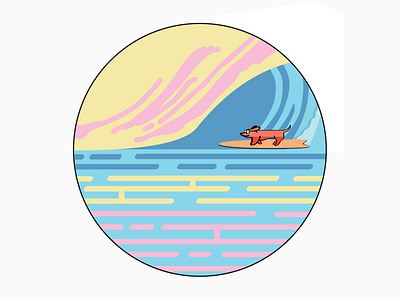 The Ruff Seas dog illustration surfing