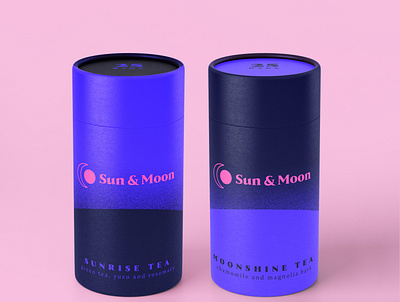 Sun & Moon Tea brand design branding food and drink logo design moon packagaing packaging design pink sun tea tube
