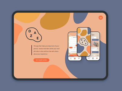 003 - #DailyUI - Daze Landing Page app design contraception app daily ui dailyui dailyui003 dailyui100 dailyuichallenge desktop digital design flat design ipadpro landing page logodesign pastel ui ui design user interface ux vector illustration website