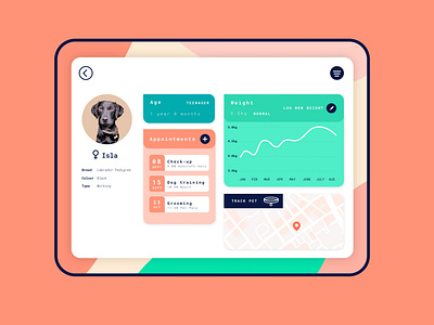021 #DailyUI Dashboard app dailyui dailyui021 dailyui100challenge dailyuichallenge dog dogs flat design illustration ipadpro pastel pet pet care ui ui design ux
