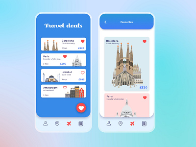 044 #DailyUI TRAVEL App Favourites app design dailyui dailyuichallenge design illustration illustration digital travel travel app ui ui design ux vector illustration