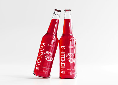 Сherry kvass bottle bottle label branding business cherry design graphic design illustration label logo