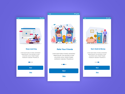 Onboarding Screens for Financial Related Learning App app design illustration onboarding screens ui