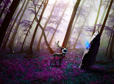 Minerals alien deer forest photo manipulation purple