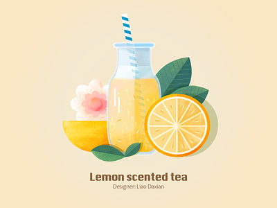 Lemon scented tea design fruits illustration seasonal vector
