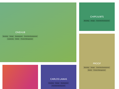 Tags on Hover cards gradients grid portfolio reboot tags