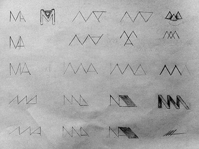 MA a grayscale initials m paper pencil sketch