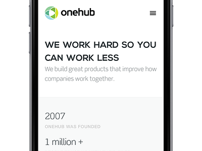 About on iPhone hamburger iphone logo nexa onehub responsive scene stats