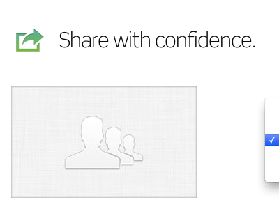 Share with confidence icon inset linen scene share users