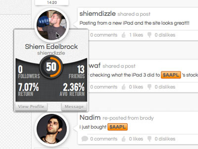 Profile Tooltip circle gray grey hover light modal network orange profile social stock stockloo tooltip ui