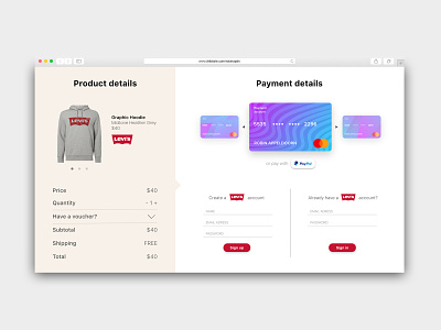Levi's Credit card Checkout page - DailyUI 002 app dailyui design ui vector web