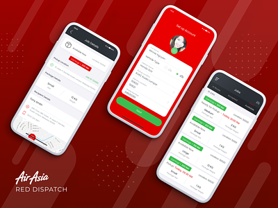 AirAsia Red Dispatch airasia app delivery delivery app design dispatch logistics mobile red transport travel ui ux