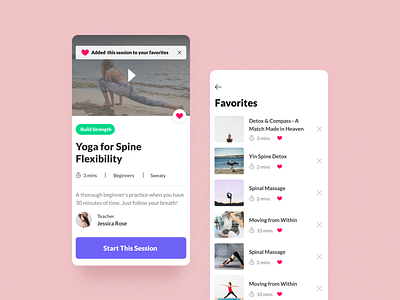 DoYouYoga - Add to Favorites design favorites minimal mobile mobile app ui yoga