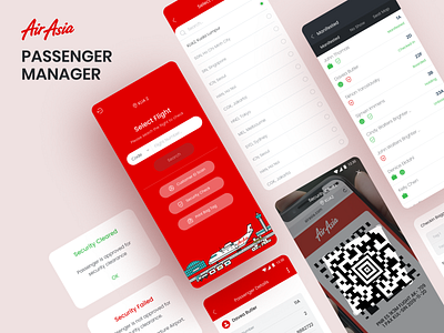 RedAirport - Passenger Manager airasia airport design manager mobile app passenger plane qr scan scanner tickets ui ux