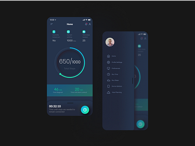 Mobile App UI! app app design apple application black branding dailyui design designer fitness fitness app health app ios steps ui ui ux ui design uidesign uiux ux