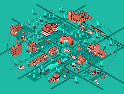 Pandemic Spectrum Map book cover book cover design branding cover epidemic graphicdesign illustration isometric isometric art isometric city isometric design isometric icons isometric illustration map neighborhood pandemic public space social distance spectrum webdesign