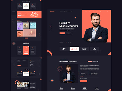 Dark Creative Portfolio Landing Page 2020 trend clean dark dark app dark ui homepage landing design landing page landing page design minimal night psd web template ui ui ux ui design user interface design ux ux desgin web template design webdesign