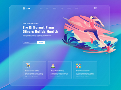 Workout Website - Header Explorations agency landing page clean clean ui colorful fitness fitness website design glass morphism gym gym app header exploration illustration landing page psd web template trending ui ui uidesign ux web website design workout