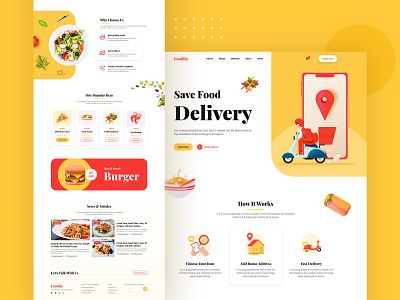 Food Delivery - Web Design agency landing page colorful delivery app dribbble best shot ecommerce website food delivery landing page food landing page food shop food website header exploration landing page landing page design restaurant app ui ui design ux ux design web design concept