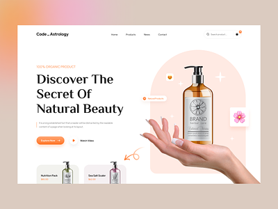 Cosmetic Product Landing Page UI Design agency landing page beauty clean ui cosmetics ecommerce ecommerce website header exploration homepage illustration landing landing page landing page design minimalist online shop online store product landing page ui ui design ux website