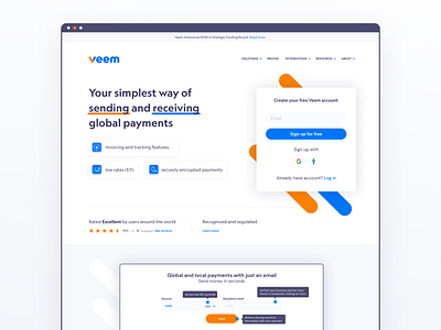 Veem - Fintech Landing Page Redesign blockchain cleandesign crypto design financial fintech landing page design landingpage money payments redesign uidesign uxdesign uxui