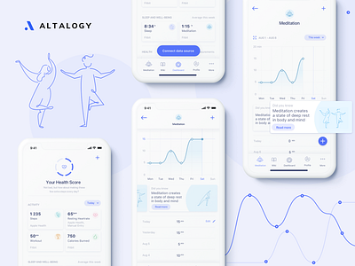 Health, Fitness and Meditation - iOS App clean ui fitness fitness app health healthcare iosapp iosapps iosdevelopment meditation mindfulness mobile app design mobile design mobile ui mobileapp tracker uidesign uxdesign uxui