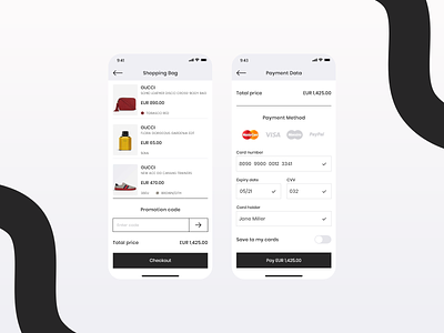 Credit Card Checkout 002 adobe xd checkout credit card checkout daily ui mobile mobile app design mobile ui shopping app shopping bag ui