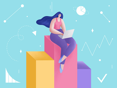 WorkFlow 2d business character flat flow girl illustration lifestyle procreate smart office ui vector work workflow