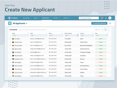 Add Applicant add animation applicant design dropdown illustration input fields navigation popup principle success message taple typography ui design user ux web