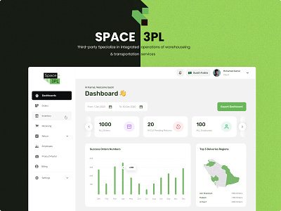 Space 3PL "Warehousing Services" branding charts dashboard design illustration logo navigation sidemenu bar typography ui ui design ux vector