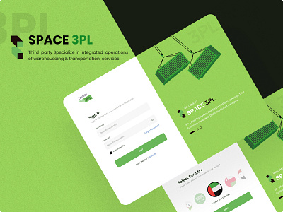 Space 3PL "Warehousing Services" branding containers design elegant forget password illustration log in logo principle select country sign in sign up typography ui ui design ux vector