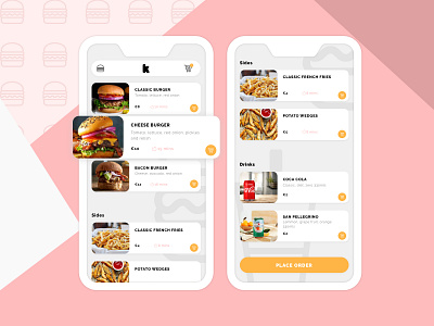 UI Challenge Food Menu app branding burgers dailyui dailyuichallenge delivery app design food illustration logo menu mobile order typography ui web