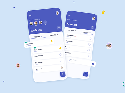To Do List | Roommates App app app design concept blue app calendar create task design manage tasks mobile profile rommate app to do list ui ui design