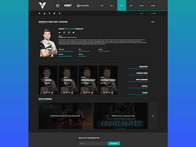 Esports web site design ui ux web