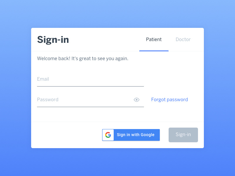 Healthcare Company - Sign-in fitness blue login create account register sign-in healthcare health