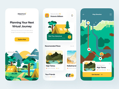 🌲 Adpentur – Virtual Adventure App adventure app ar camp color colorfull cool direction app illustration illustration app maps metaverse mobile app mountaint navigation trends vacation vr vr app