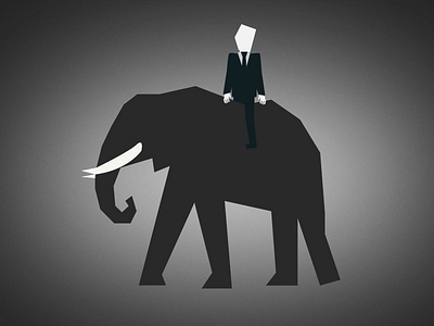 Business Man Riding Elephant