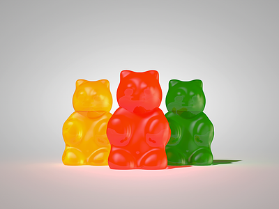 Gummy Bears 3d bear c4d food glossy green gummy bears orange red shiny yellow yummy
