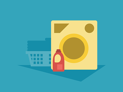 Laundry Day app basket clothes detergent illustration material design soap today calendar vector washing machine