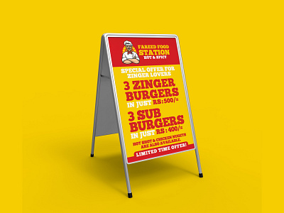 FAREED FOOD STATION | Outdoor Menu Board Design ad adobe illustrator banner banners billboard board burger cafe display graphic design hanger menu menu card restaurant sign signboard social media design special offer zinger