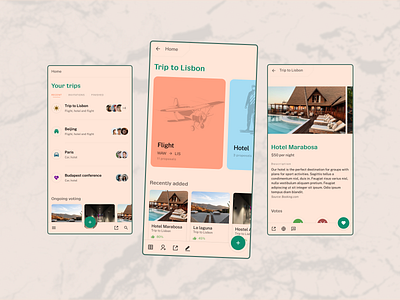 A travel planning app for groups mobile ui