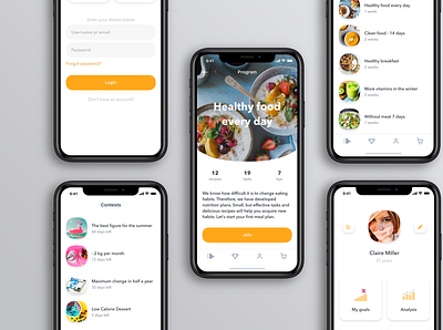 Healthy Food - Agency client analytics app design flat food app foodie health app materialdesign product design tracking app typography ui ux visual design web